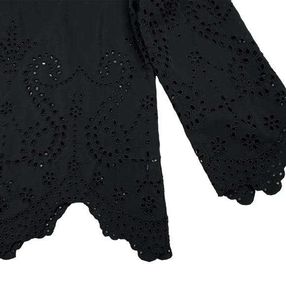 ULLA JOHNSON Althea Black Silk Eyelet Blouse. Quiet Luxury Old Money Size 2 - Picture 8 of 14